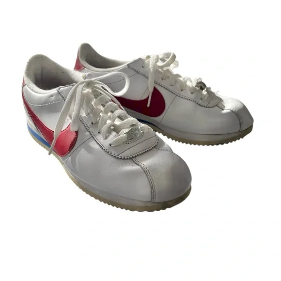 Nike Cortez leather sneakers white red blue swoosh size 10 - Picture 4 of 13